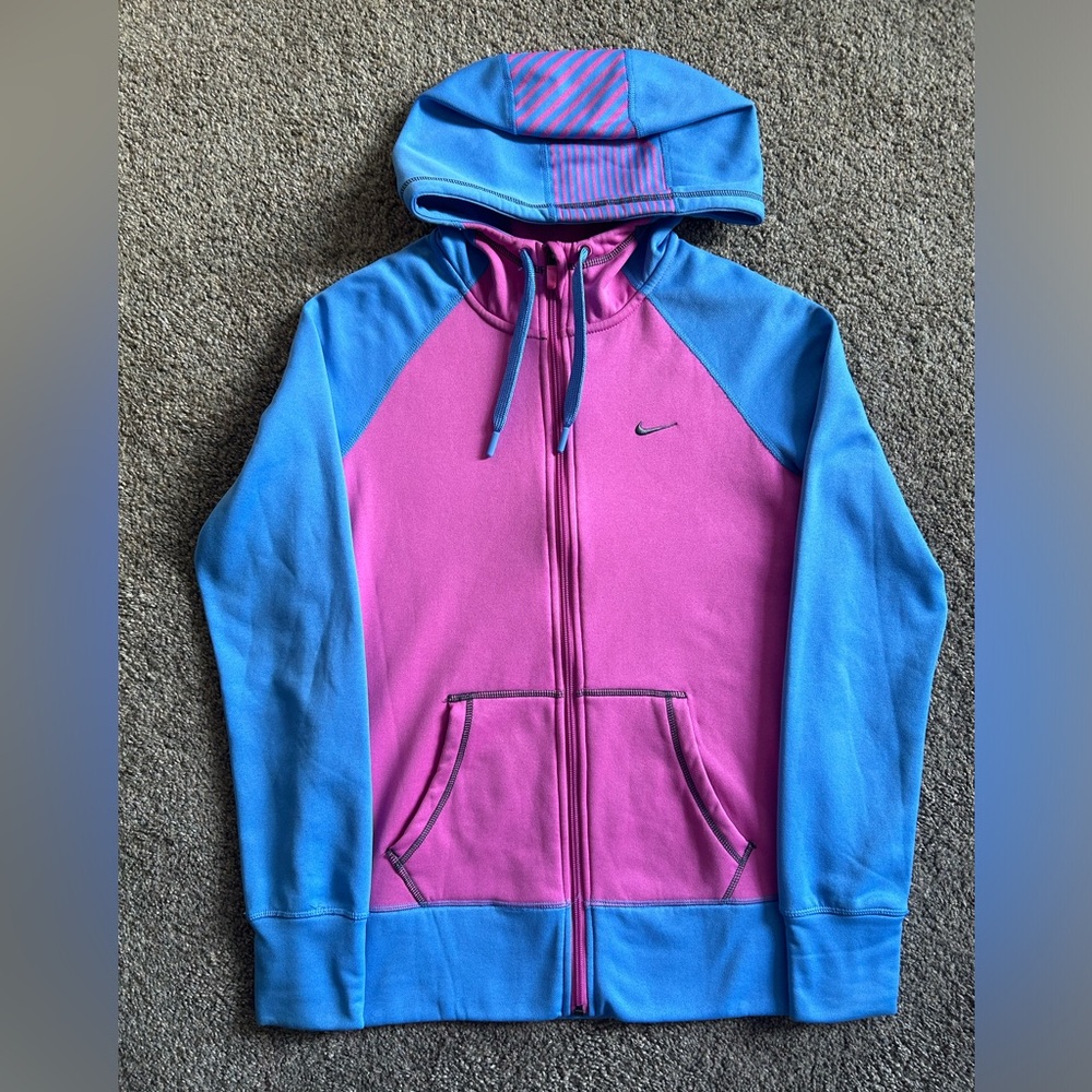Nike Blue Pink Medium Zip Up Therma Fit Jacket